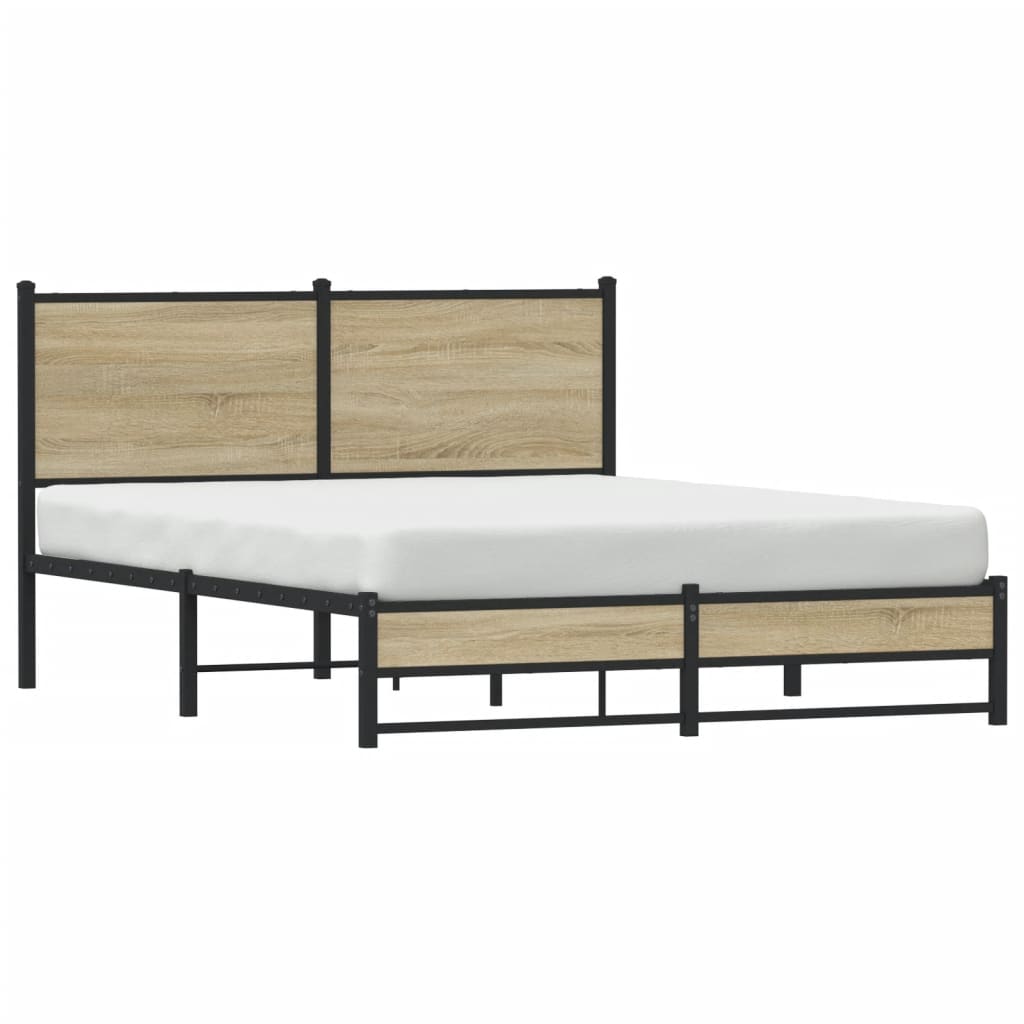 Metal Bed Frame without Mattress Sonoma Oak 150x200 cm King Size