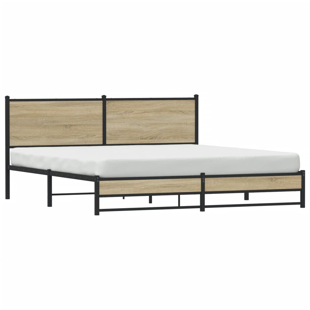 Metal Bed Frame without Mattress Sonoma Oak 160x200 cm