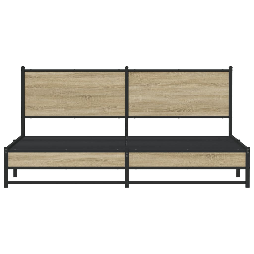 Metal Bed Frame without Mattress Sonoma Oak 160x200 cm