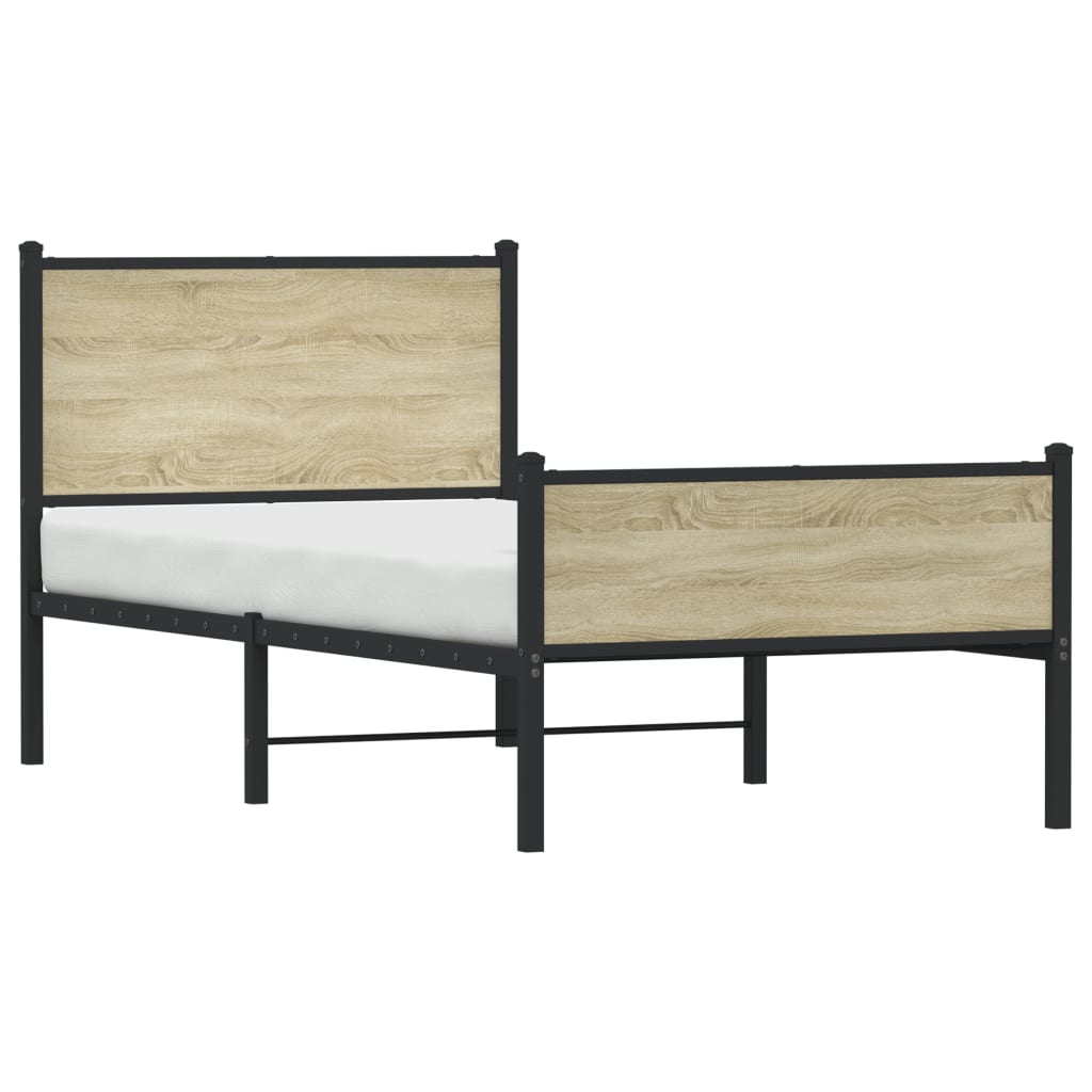 Metal Bed Frame without Mattress Sonoma Oak 80x200 cm