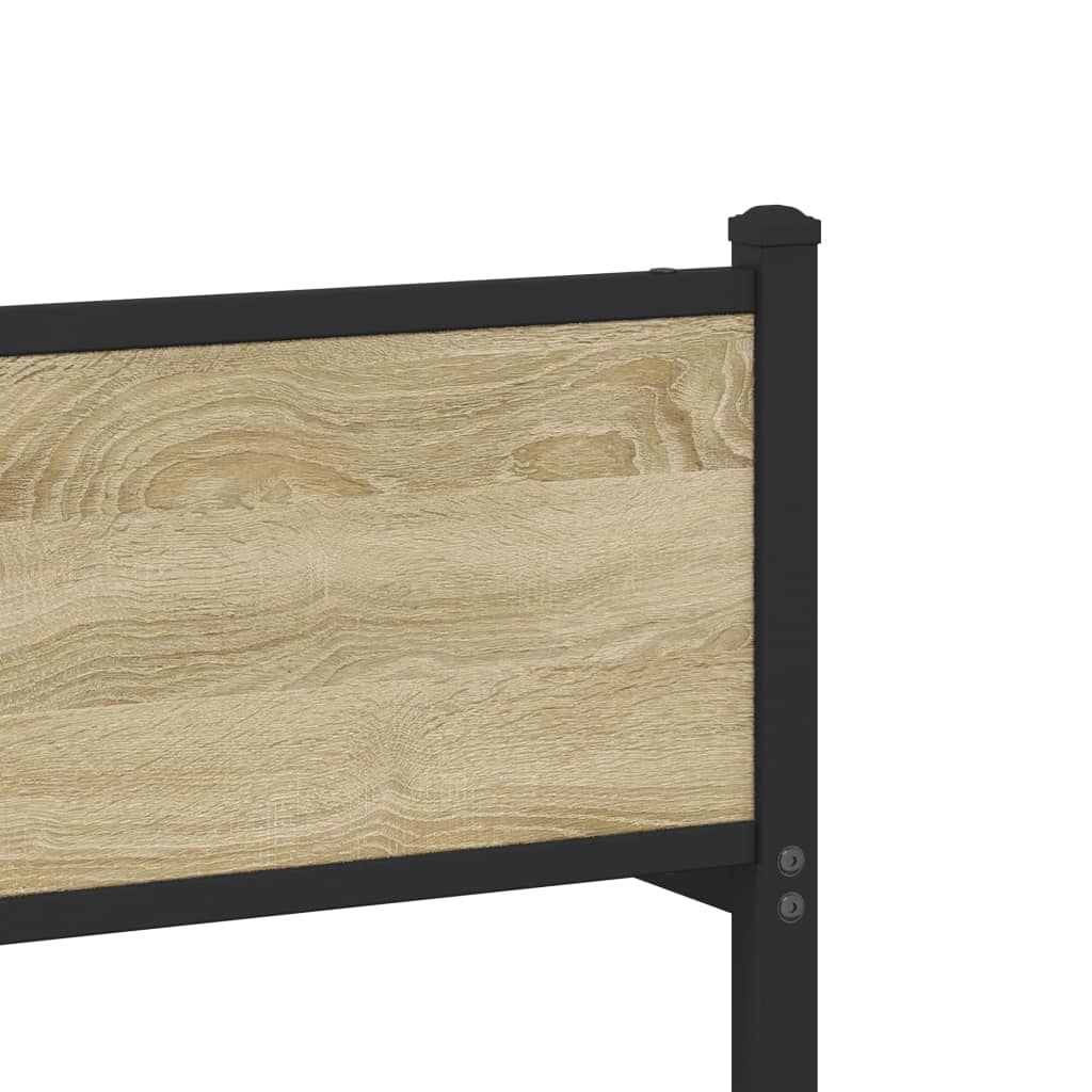 Metal Bed Frame without Mattress Sonoma Oak 100x200 cm