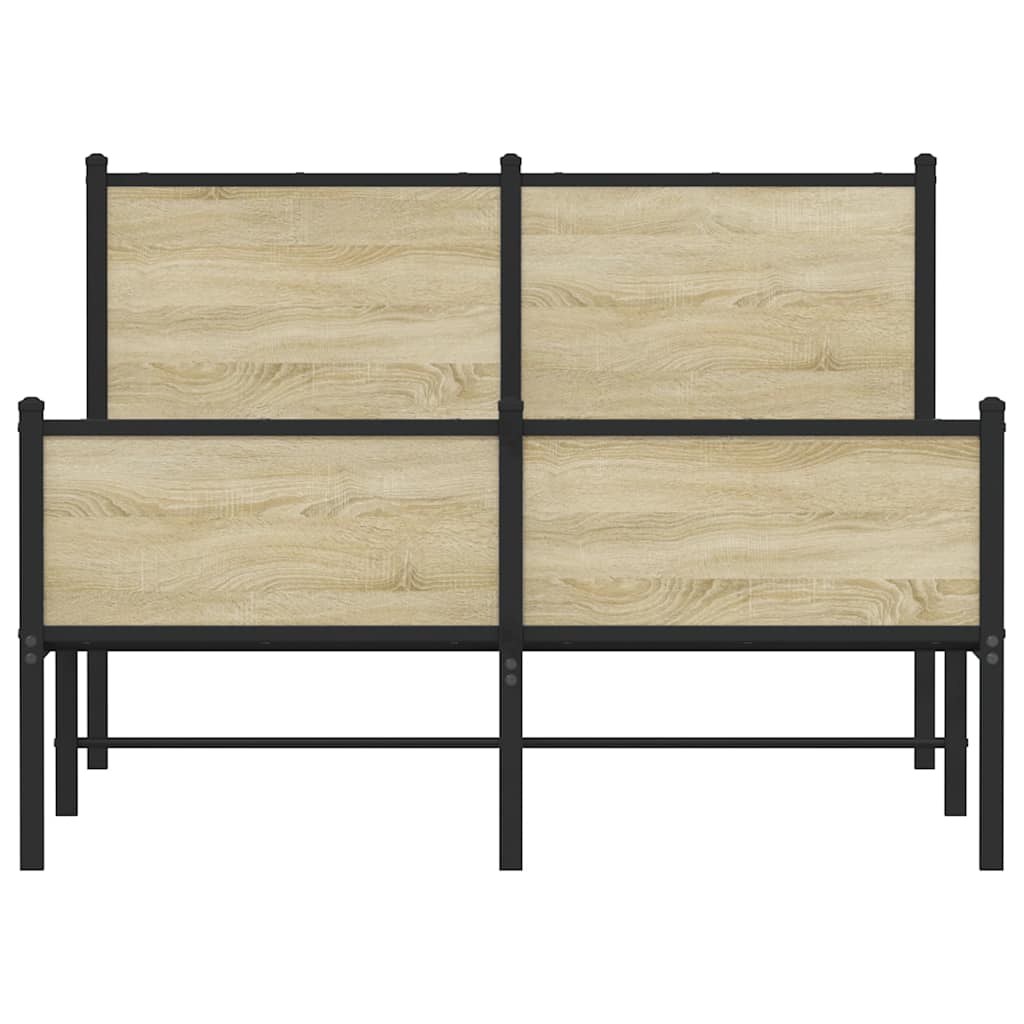 Metal Bed Frame without Mattress Sonoma Oak 120x190 cm Small Double