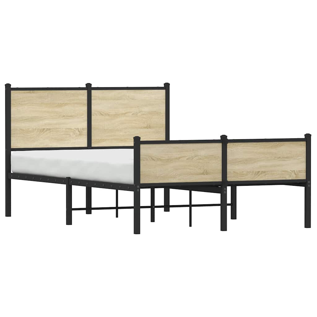 Metal Bed Frame without Mattress Sonoma Oak 120x200 cm