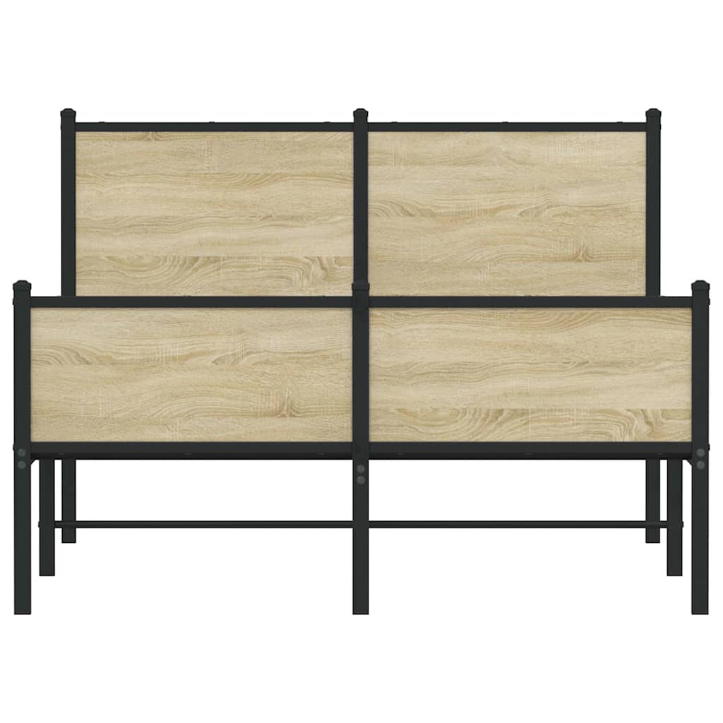 Metal Bed Frame without Mattress Sonoma Oak 120x200 cm