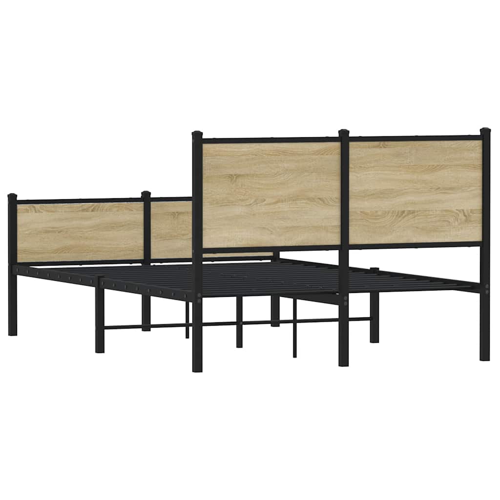 Metal Bed Frame without Mattress Sonoma Oak 137x190 cm