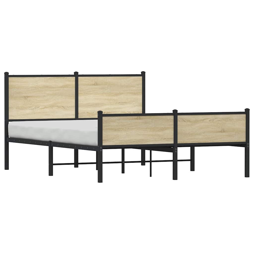 Metal Bed Frame without Mattress Sonoma Oak 140x190 cm