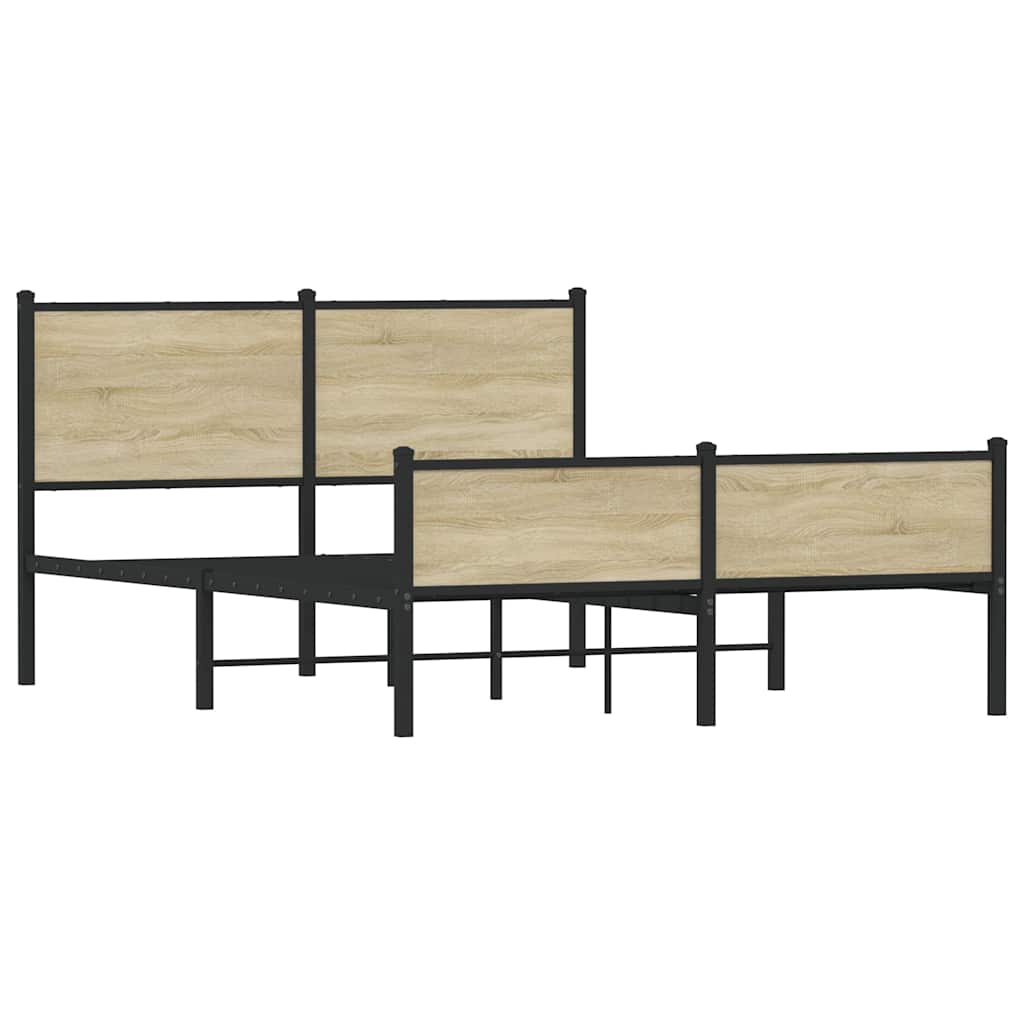 Metal Bed Frame without Mattress Sonoma Oak 140x200 cm