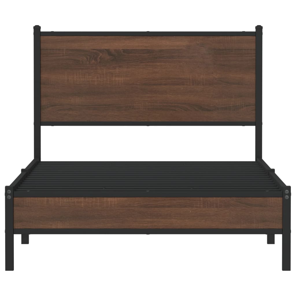 Metal Bed Frame without Mattress Brown Oak 100x200 cm