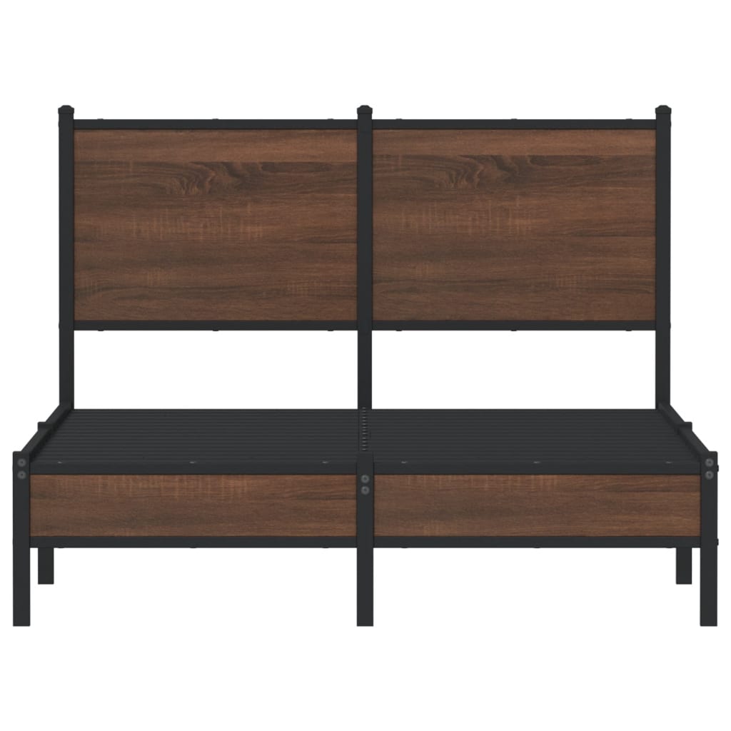 Metal Bed Frame without Mattress Brown Oak 120x190 cm Small Double