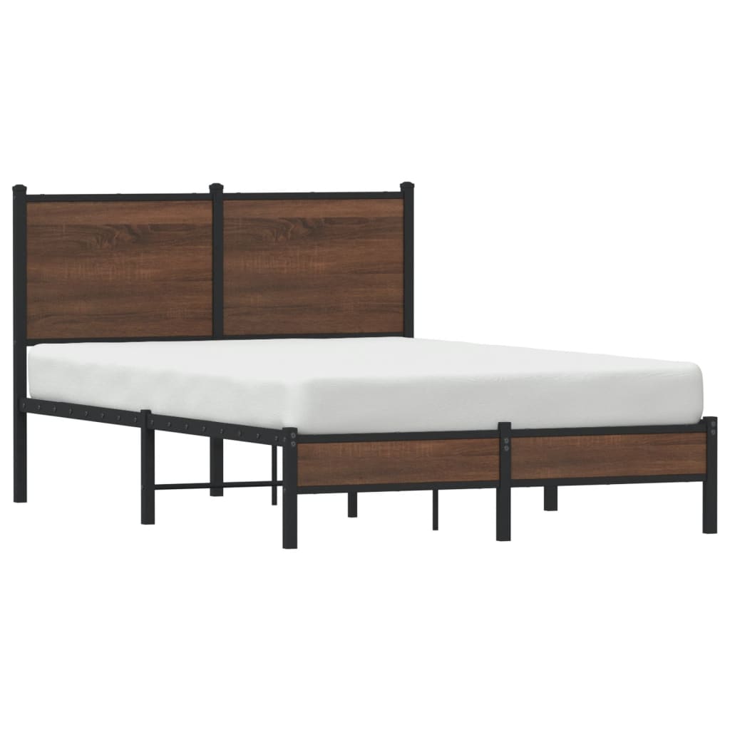 Metal Bed Frame without Mattress Brown Oak 120x200 cm