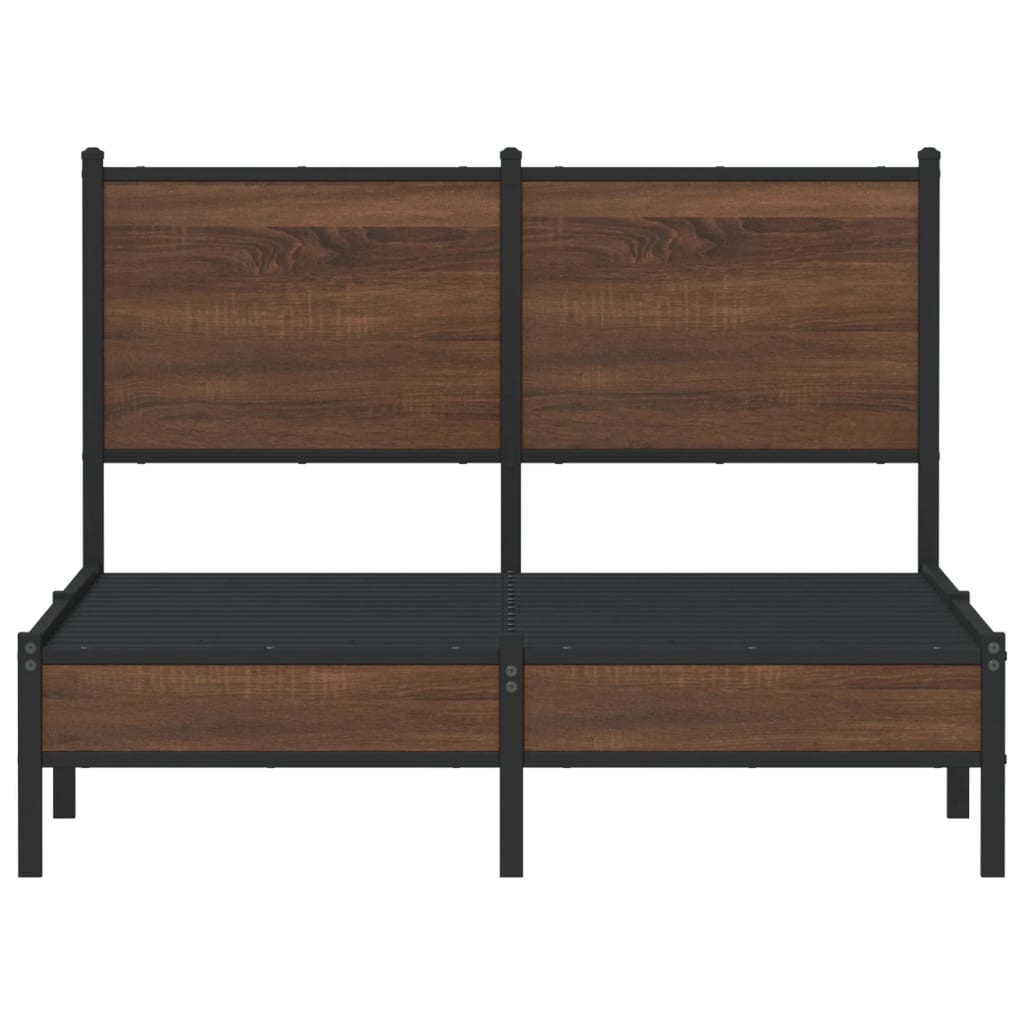 Metal Bed Frame without Mattress Brown Oak 120x200 cm