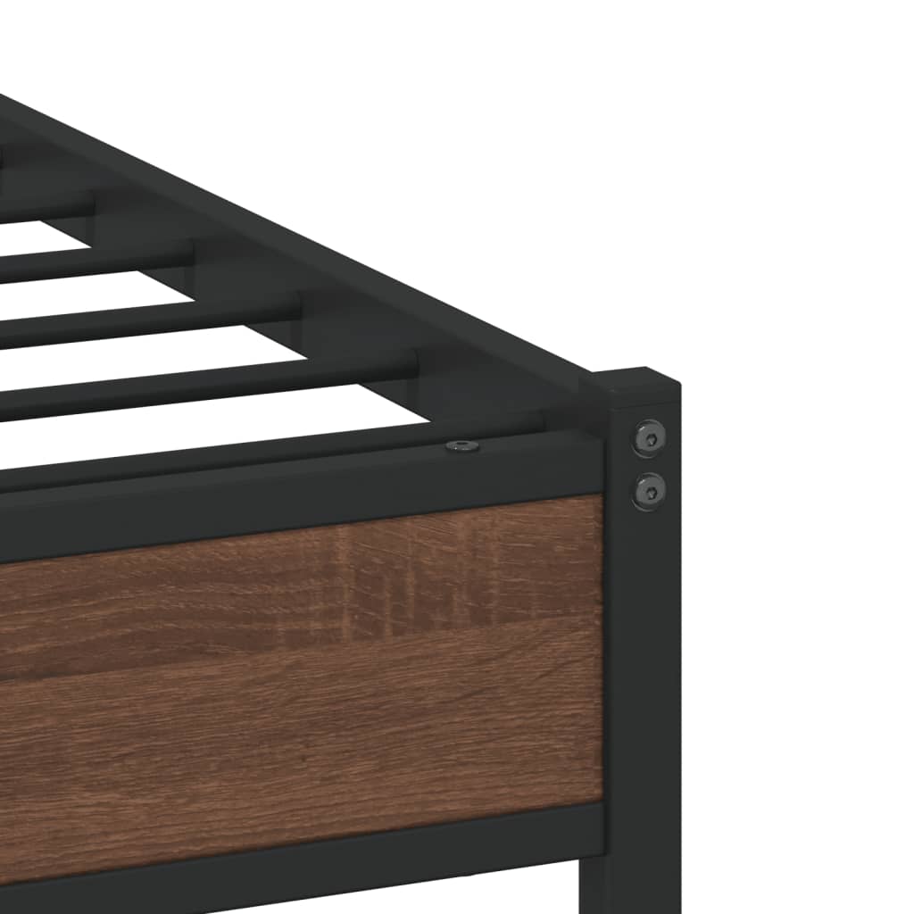 Metal Bed Frame without Mattress Brown Oak 150x200 cm King Size