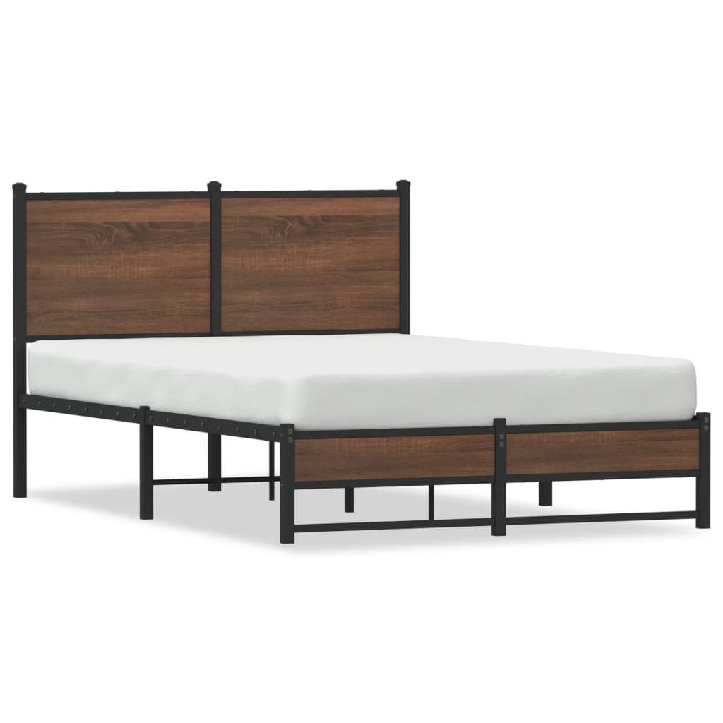 Metal Bed Frame without Mattress Brown Oak 120x200 cm