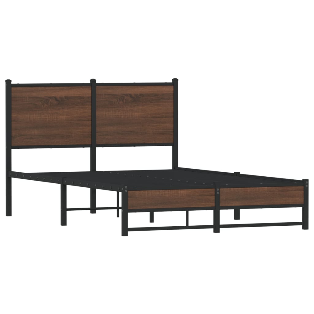 Metal Bed Frame without Mattress Brown Oak 120x200 cm