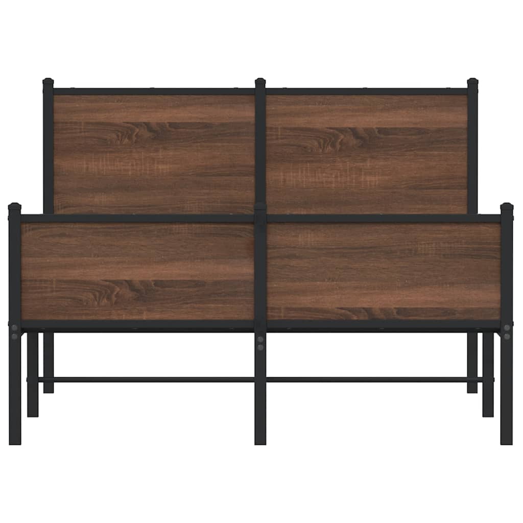 Metal Bed Frame without Mattress Brown Oak 120x190 cm Small Double