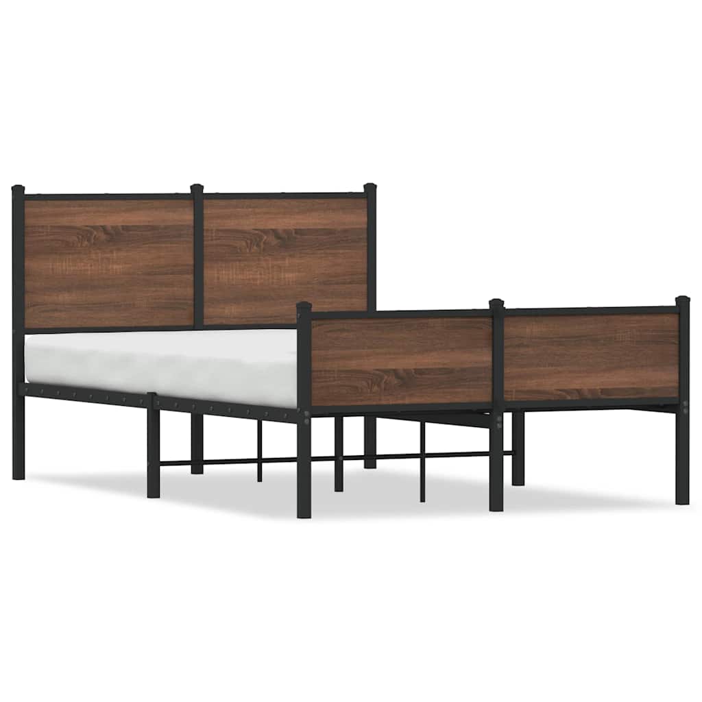 Metal Bed Frame without Mattress Brown Oak 120x200 cm