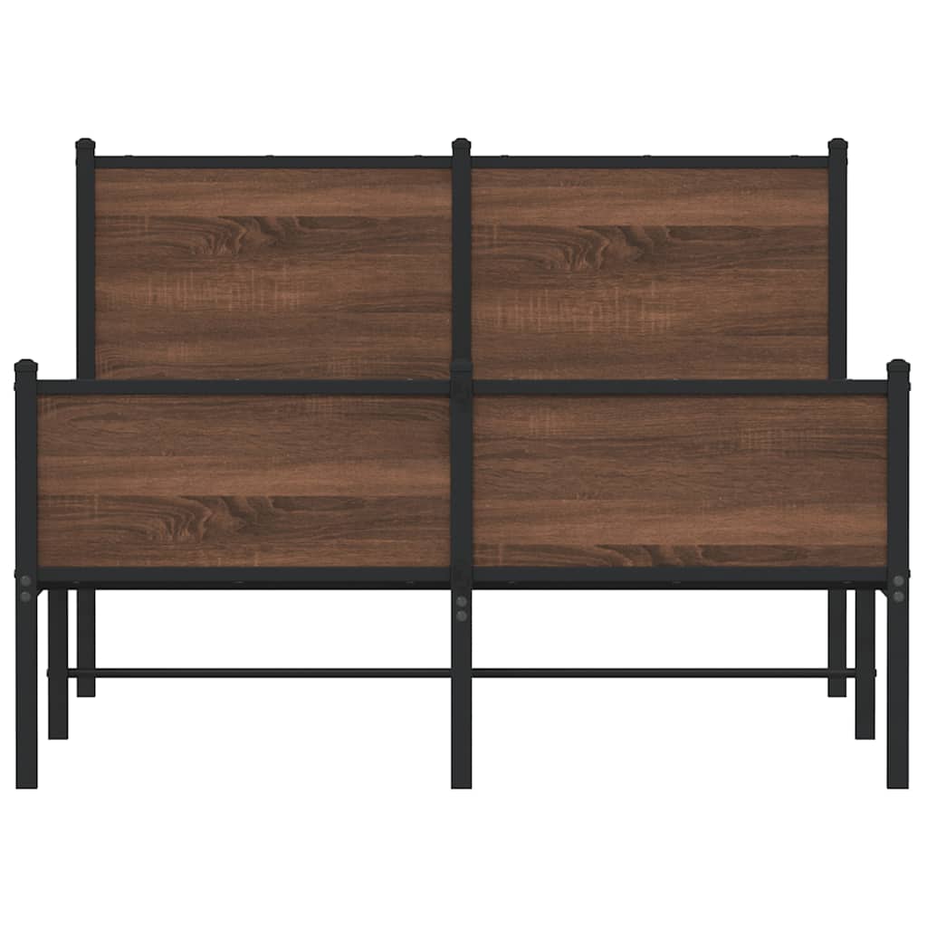 Metal Bed Frame without Mattress Brown Oak 120x200 cm