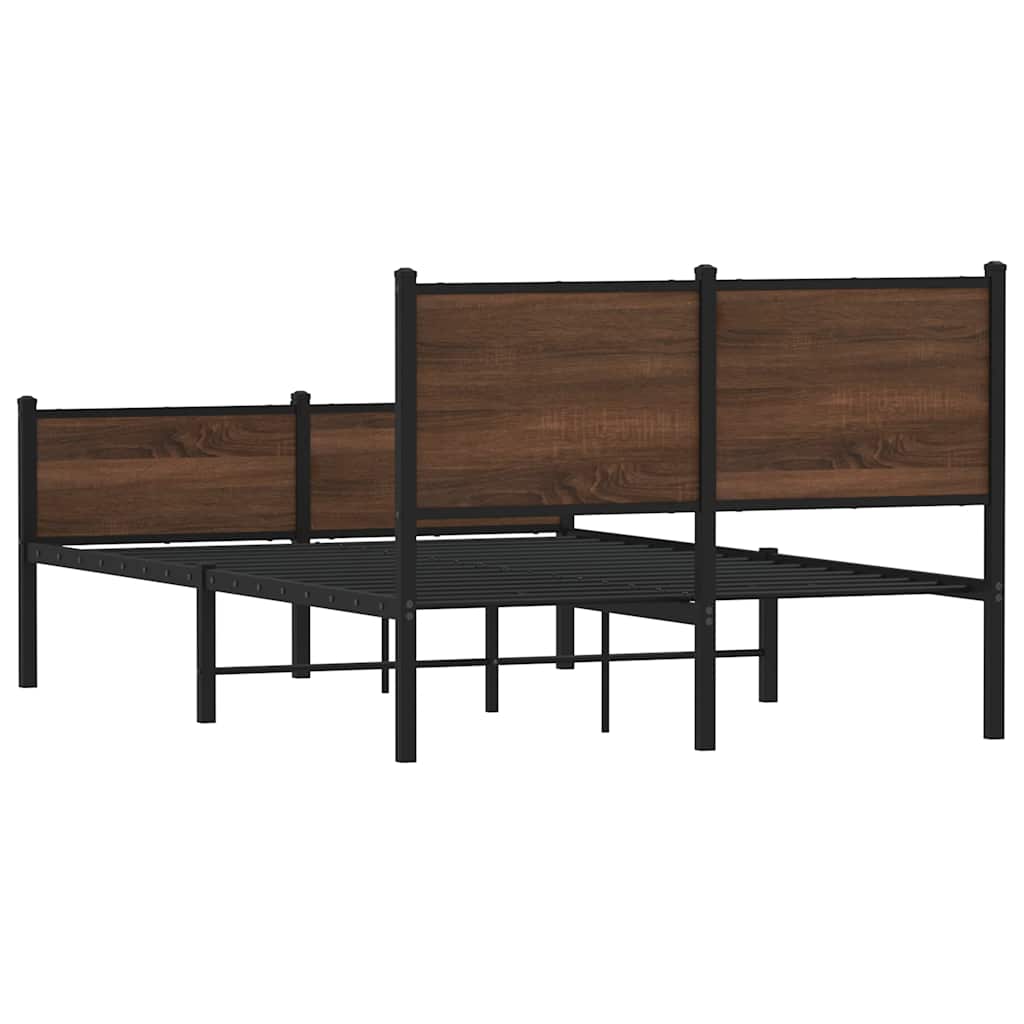 Metal Bed Frame without Mattress Brown Oak 120x200 cm