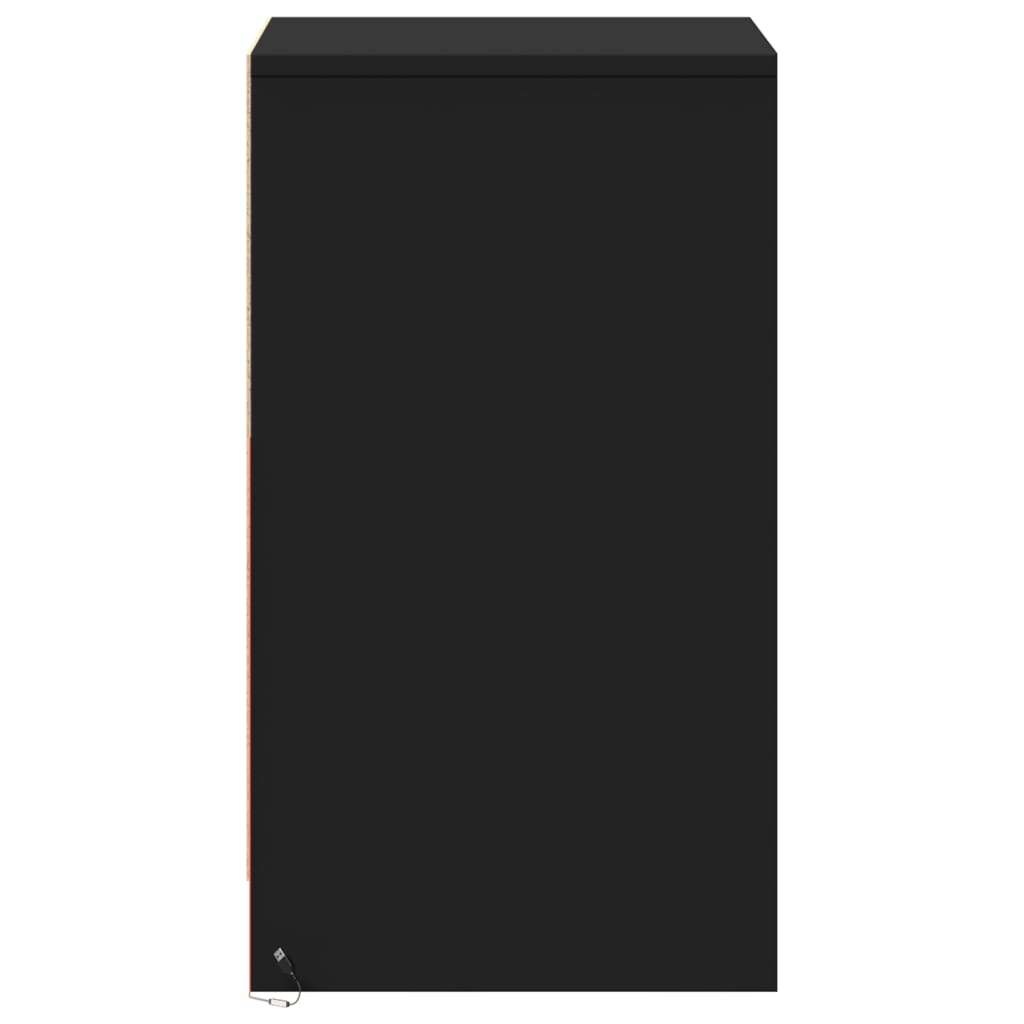 Bedside Cabinet with LED Lights Black Engineered Wood