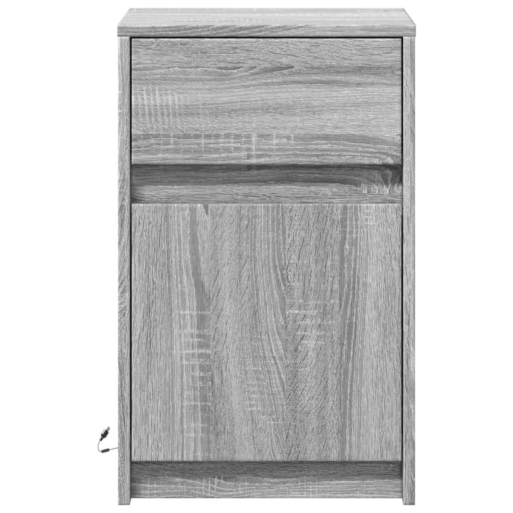 Bedside Cabinets with LED Lights 2 pcs Grey Sonoma Engineered Wood