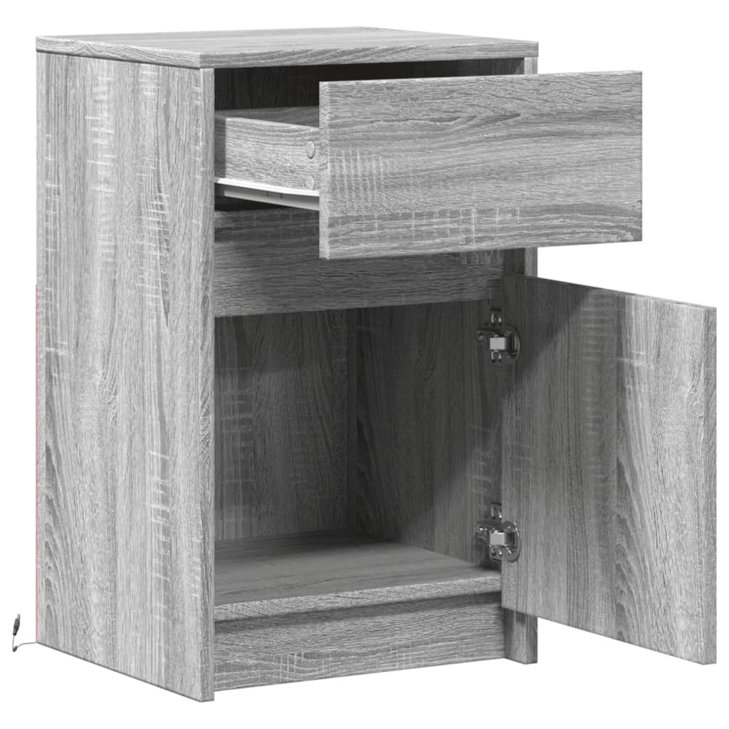 Bedside Cabinets with LED Lights 2 pcs Grey Sonoma Engineered Wood