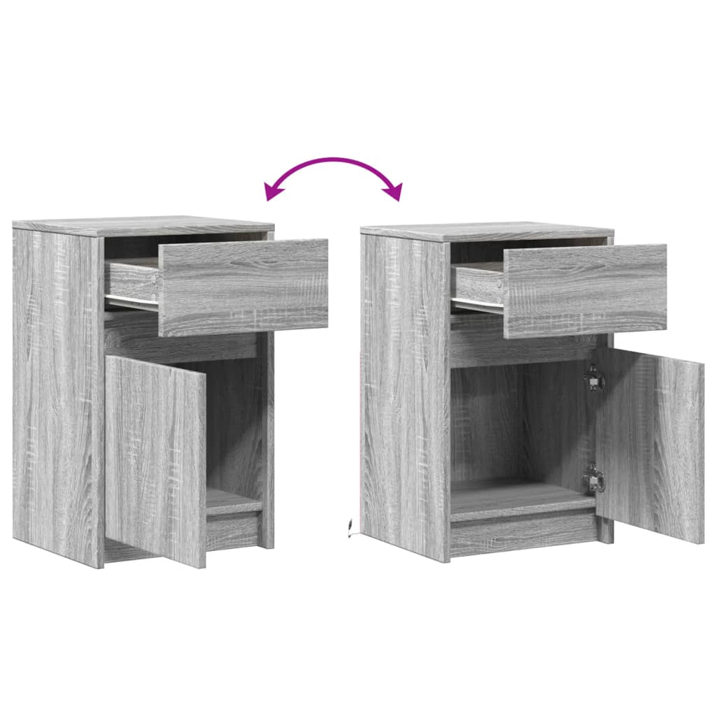 Bedside Cabinets with LED Lights 2 pcs Grey Sonoma Engineered Wood