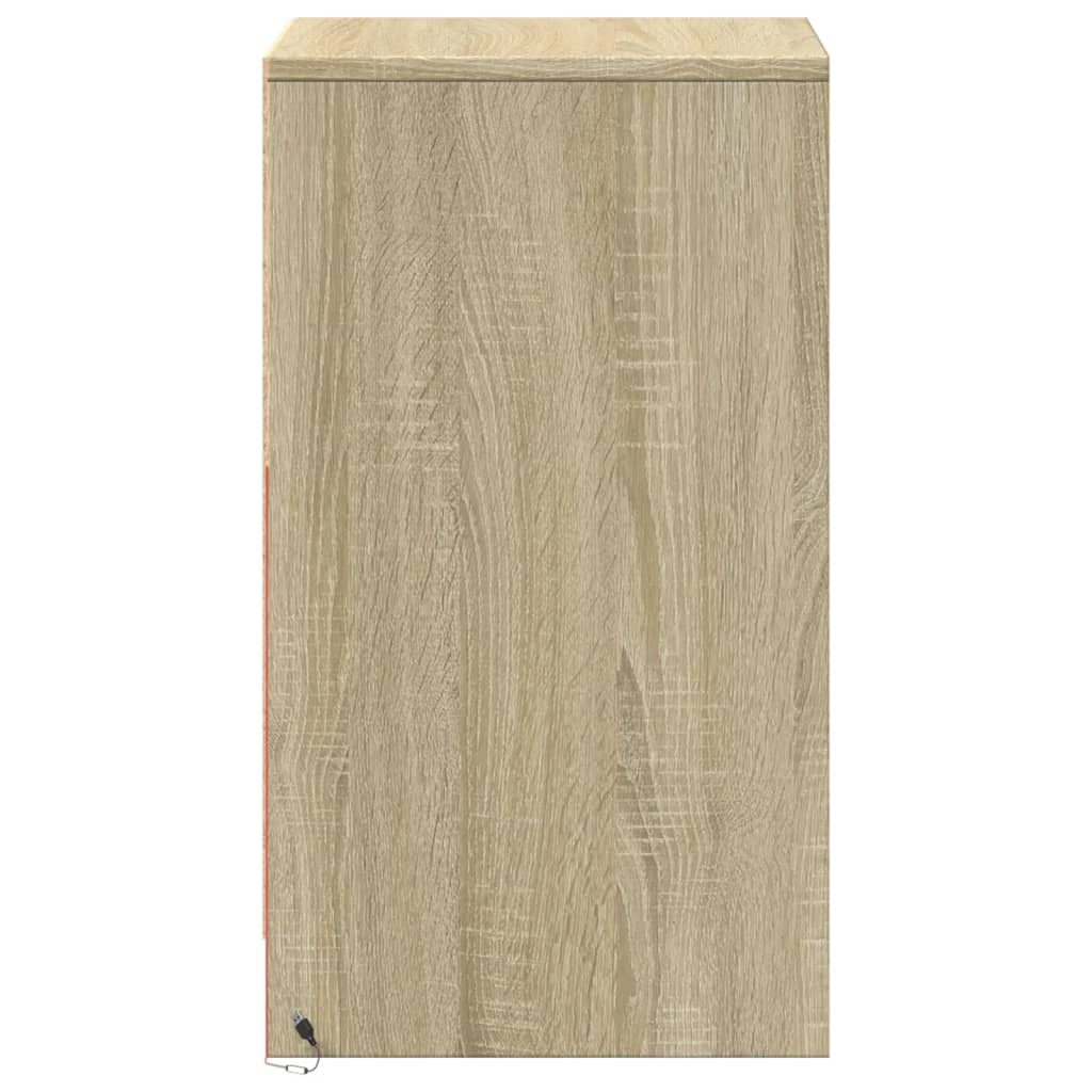 Bedside Cabinet with LED Lights Sonoma Oak Engineered Wood