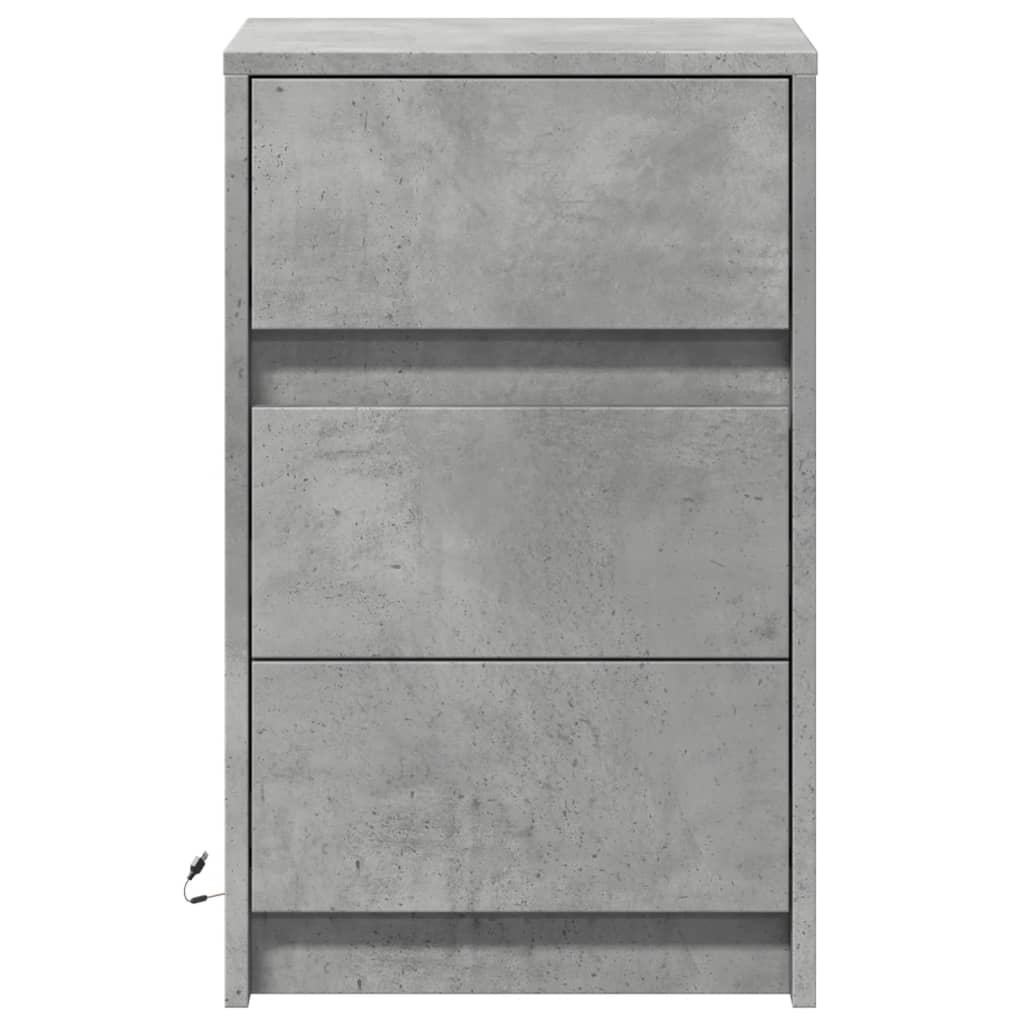 Bedside Cabinet with LED Lights Concrete Grey Engineered Wood
