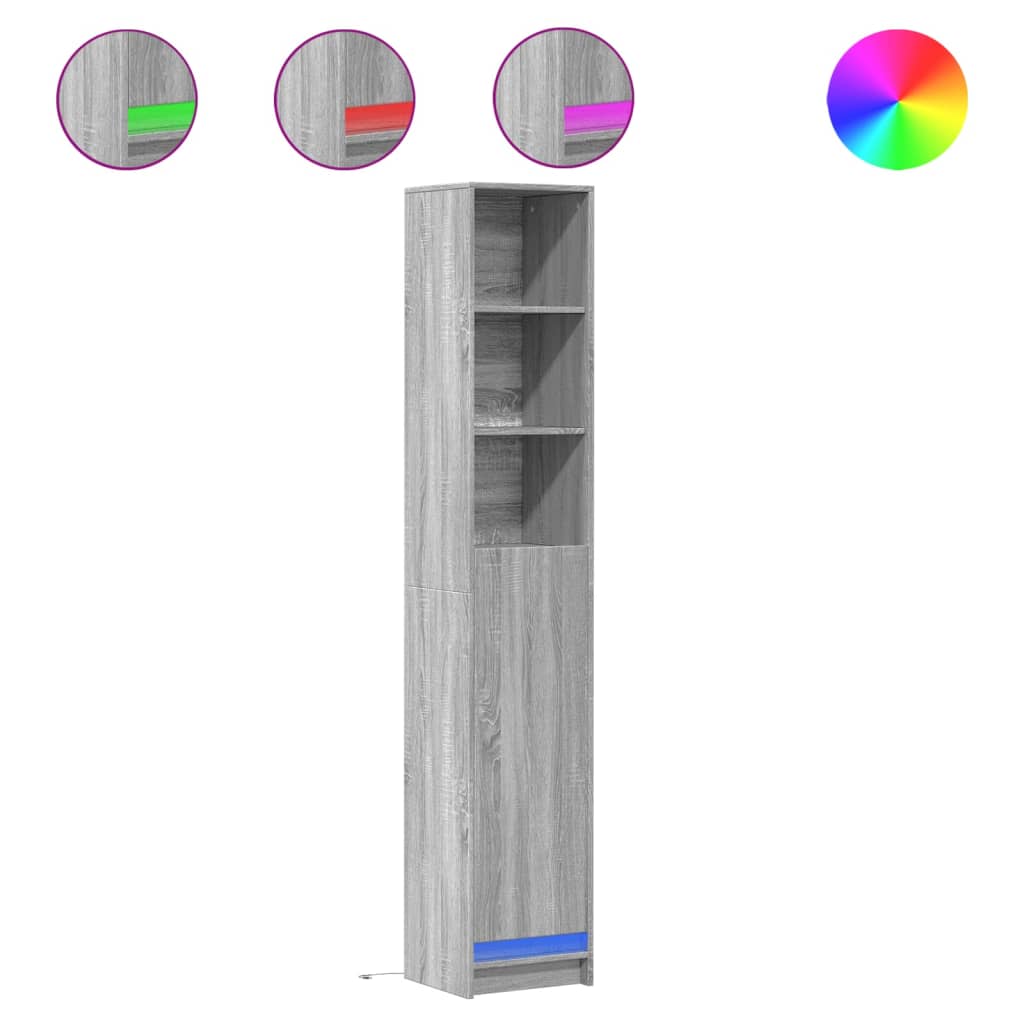 Sideboard with LED Grey Sonoma 36x32.5x200 cm Engineered Wood