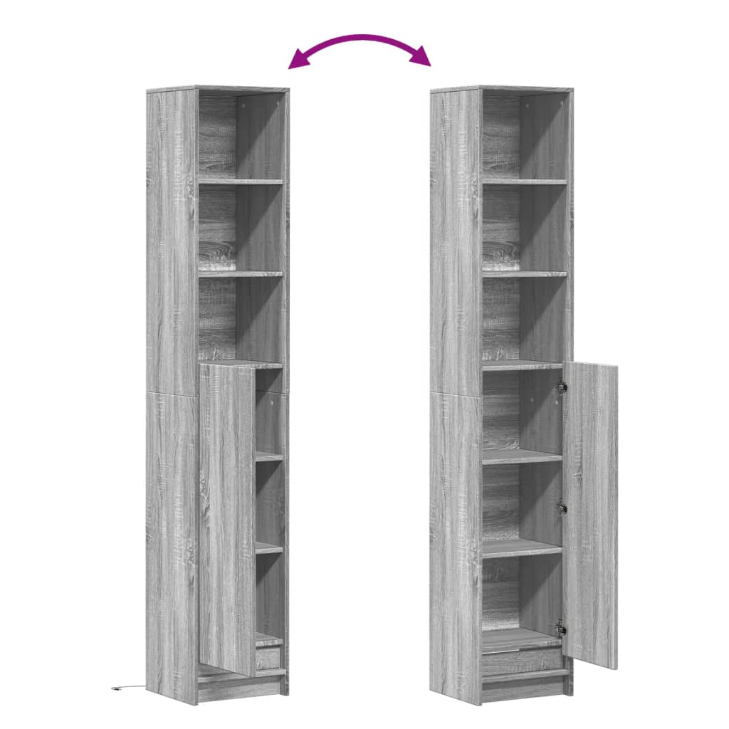 Sideboard with LED Grey Sonoma 36x32.5x200 cm Engineered Wood