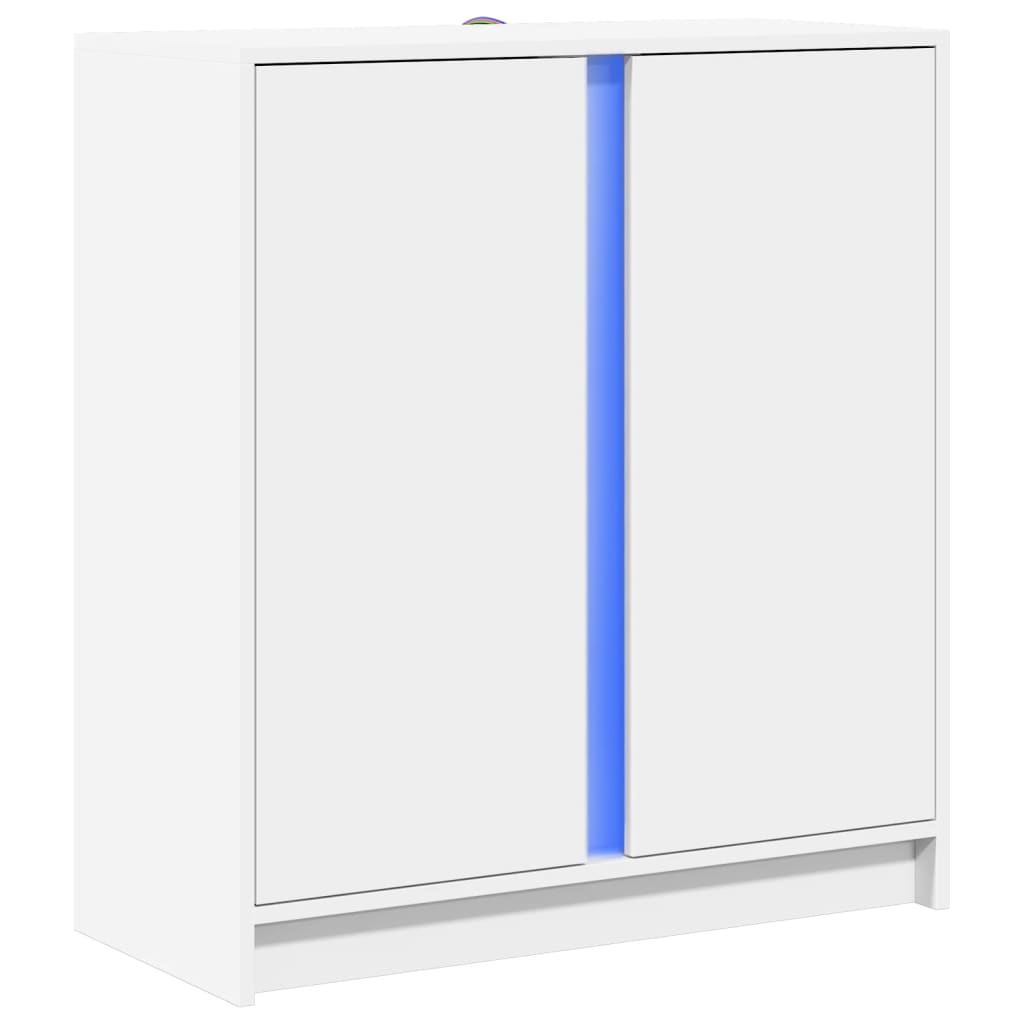 Sideboard with LED White 77x34x85 cm Engineered Wood