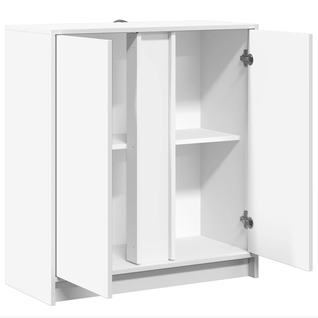 Sideboard with LED White 77x34x85 cm Engineered Wood