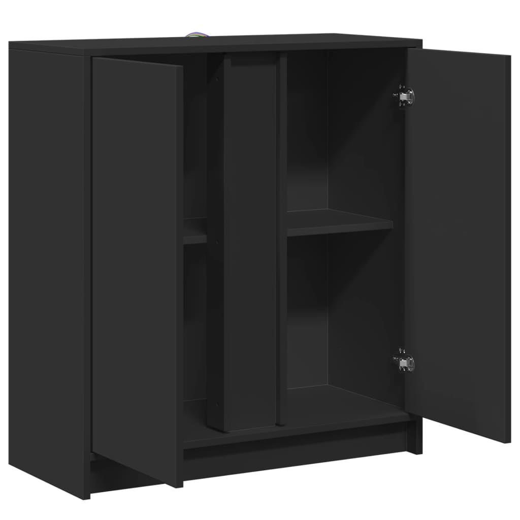 Sideboard with LED Black 77x34x85 cm Engineered Wood