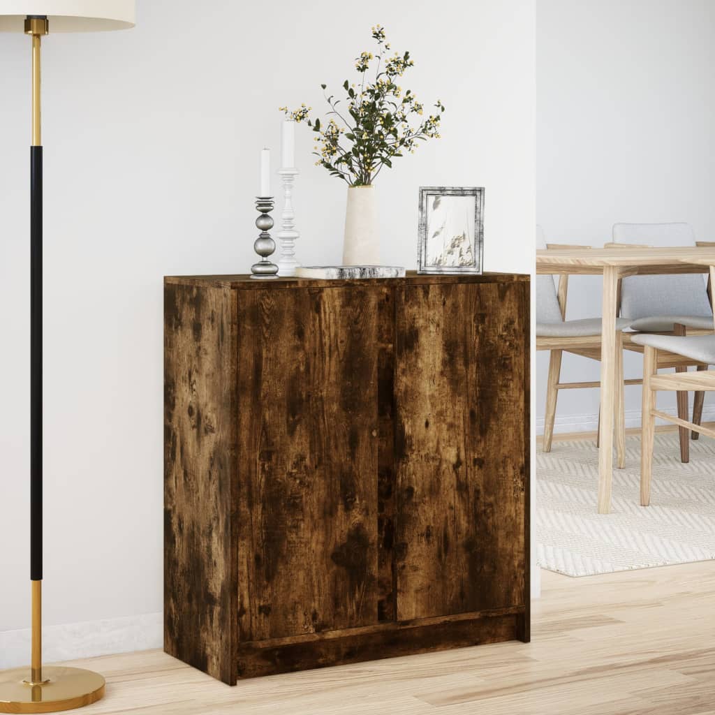 Sideboard with LED Smoked Oak 77x34x85 cm Engineered Wood