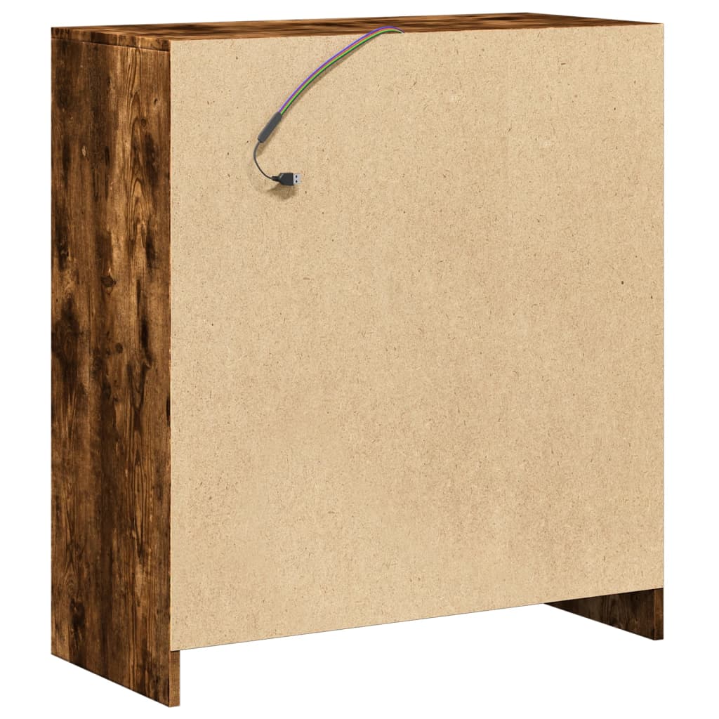 Sideboard with LED Smoked Oak 77x34x85 cm Engineered Wood