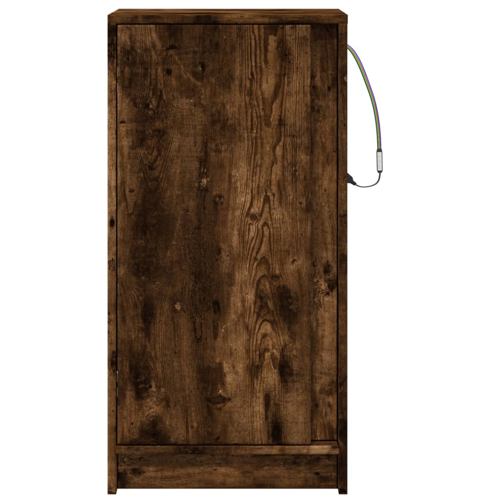 Sideboard with LED Smoked Oak 42.5x34x85 cm Engineered Wood