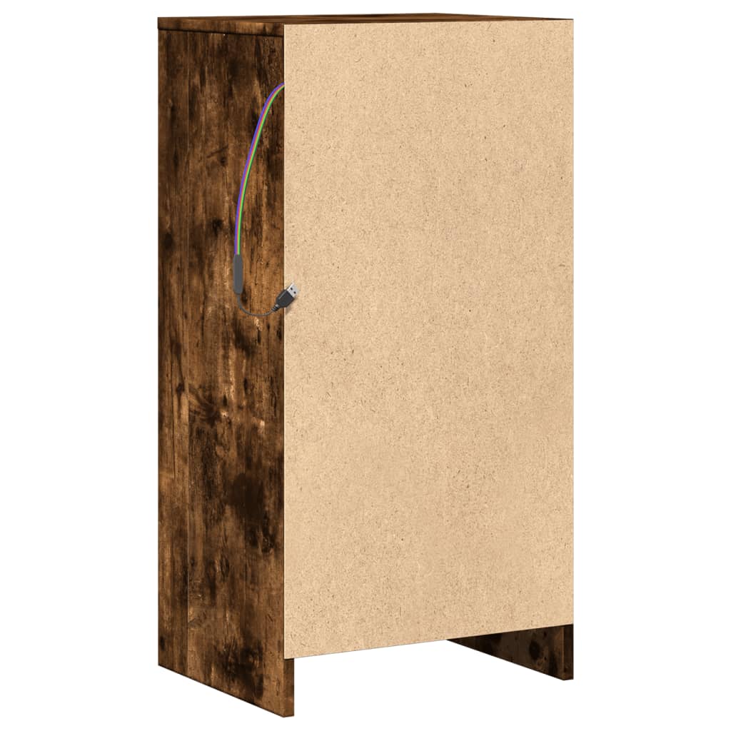 Sideboard with LED Smoked Oak 42.5x34x85 cm Engineered Wood