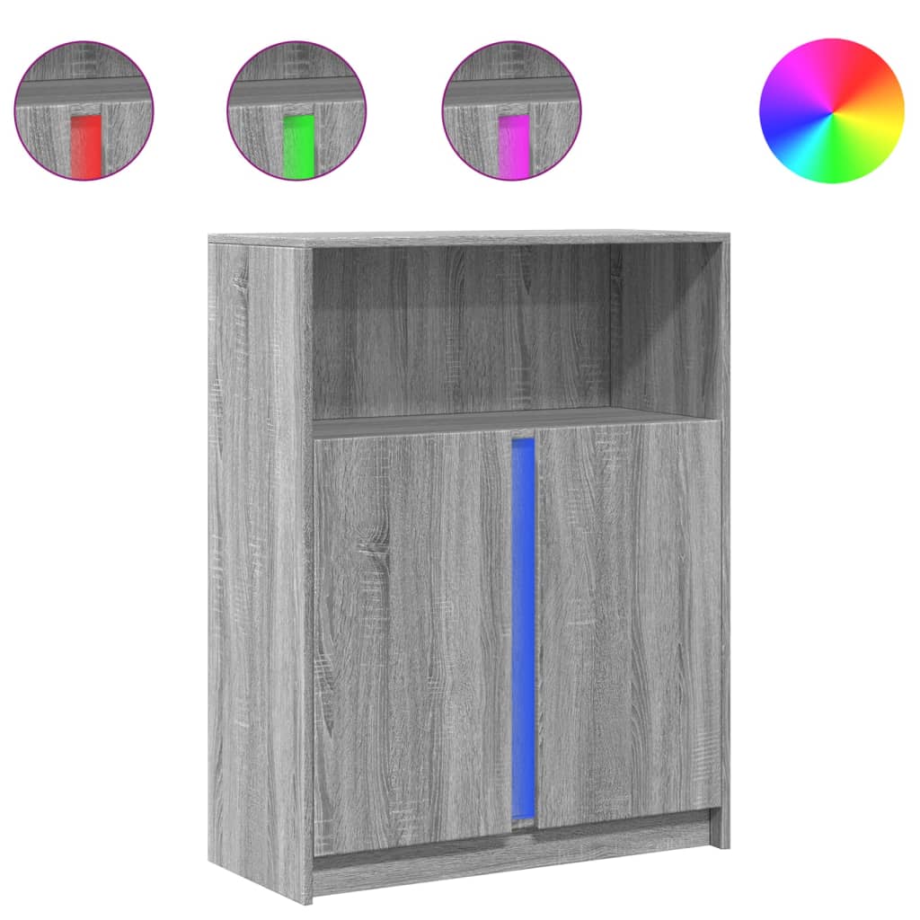 Sideboard with LED Grey Sonoma 77x34x100 cm Engineered Wood