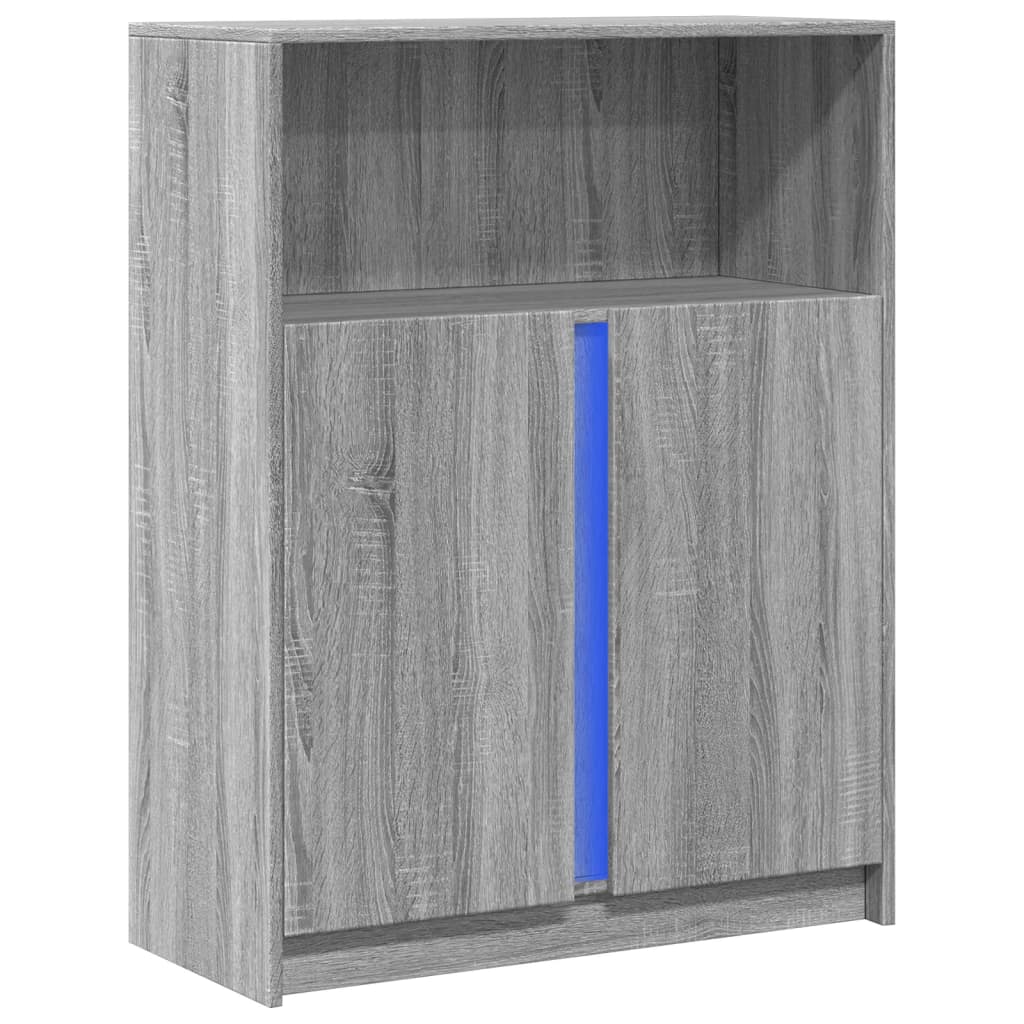 Sideboard with LED Grey Sonoma 77x34x100 cm Engineered Wood