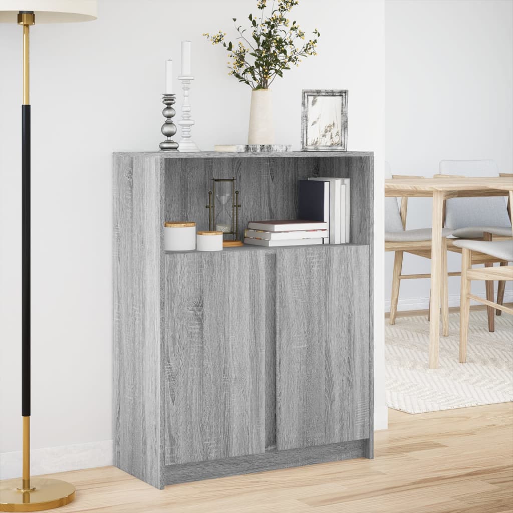 Sideboard with LED Grey Sonoma 77x34x100 cm Engineered Wood