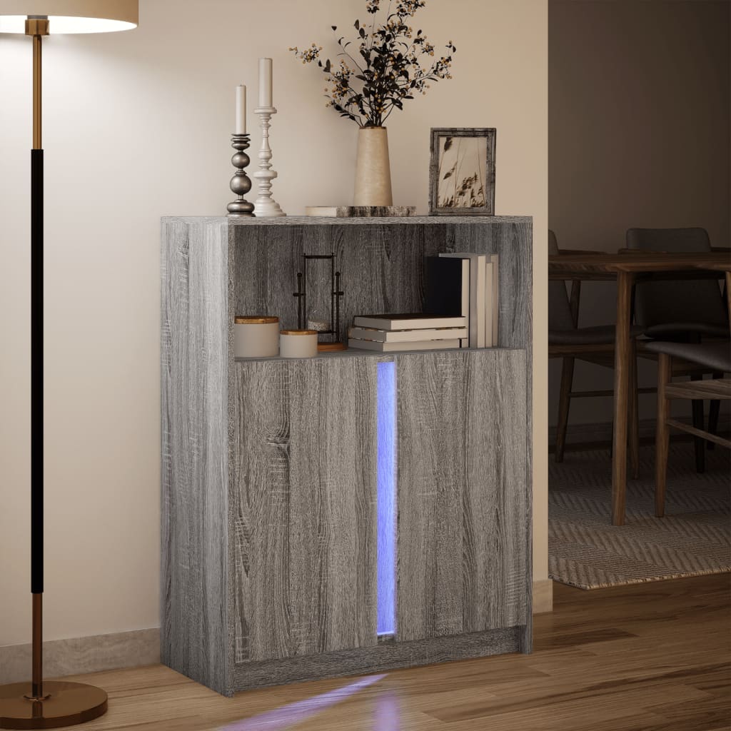 Sideboard with LED Grey Sonoma 77x34x100 cm Engineered Wood