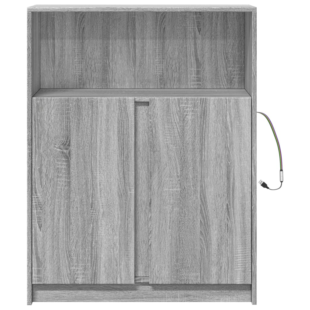 Sideboard with LED Grey Sonoma 77x34x100 cm Engineered Wood