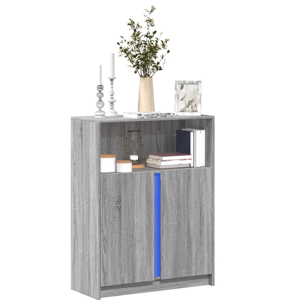 Sideboard with LED Grey Sonoma 77x34x100 cm Engineered Wood