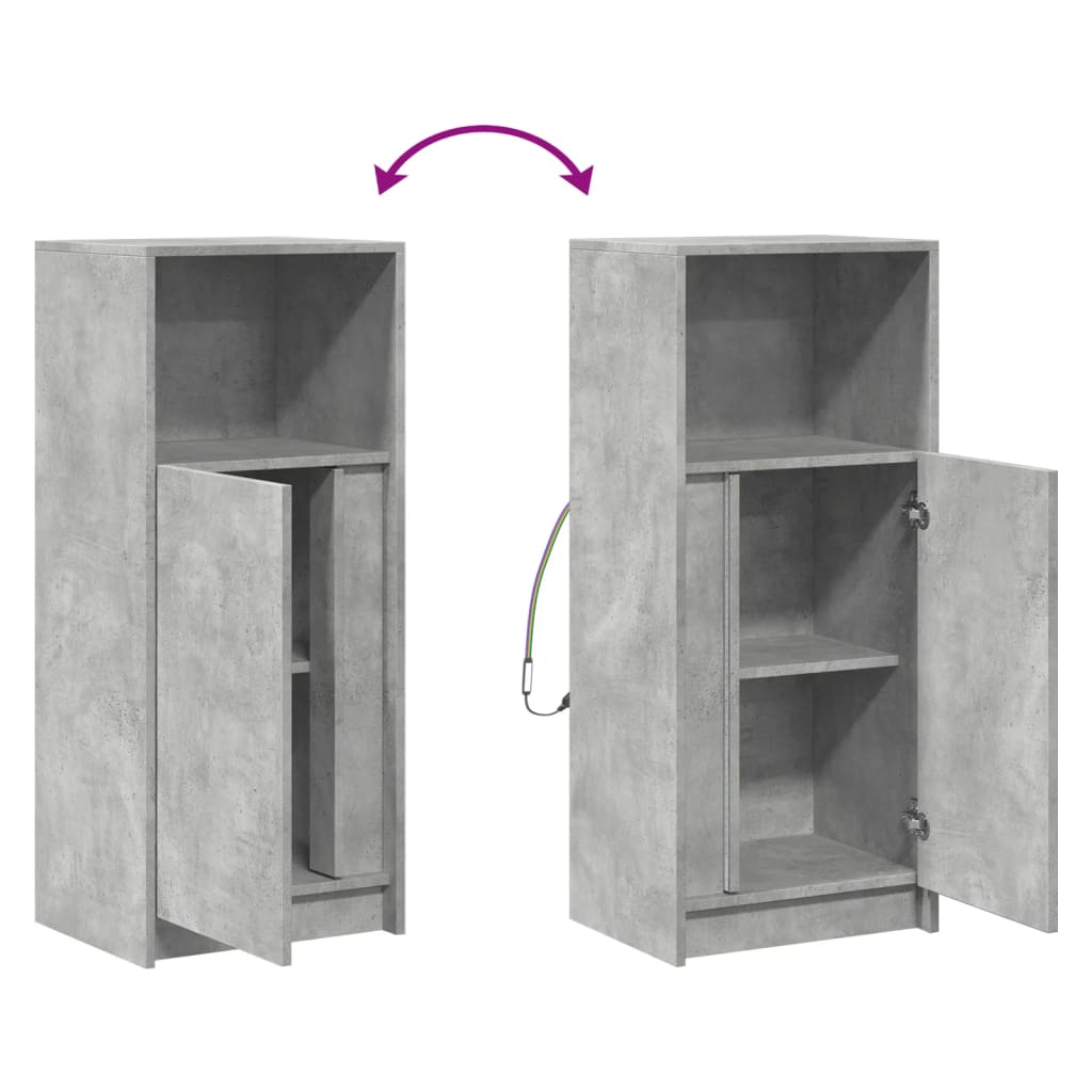 Sideboard with LED Concrete Grey 42.5x34x100 cm Engineered Wood