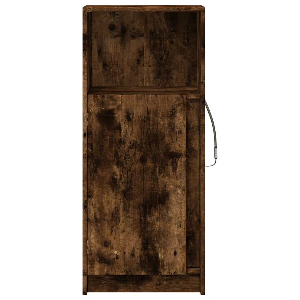 Sideboard with LED Smoked Oak 42.5x34x100 cm Engineered Wood