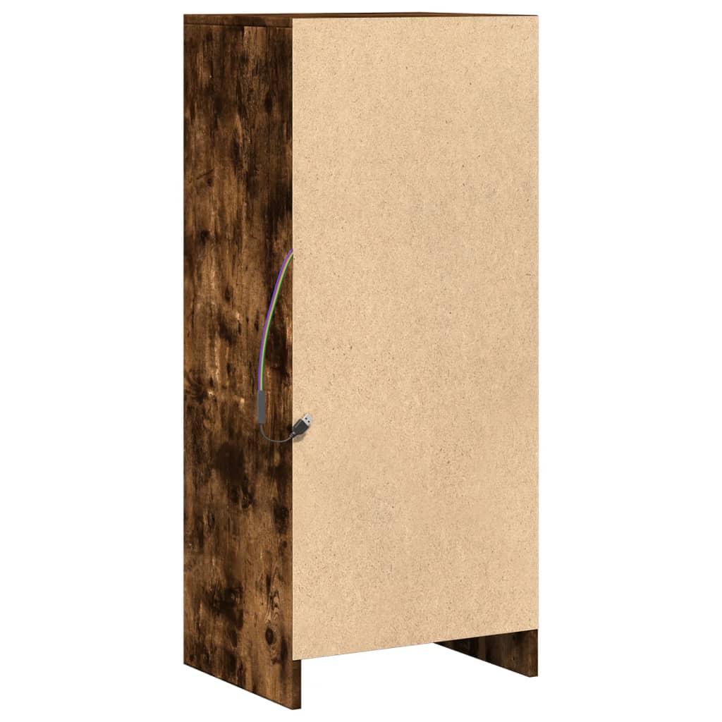 Sideboard with LED Smoked Oak 42.5x34x100 cm Engineered Wood