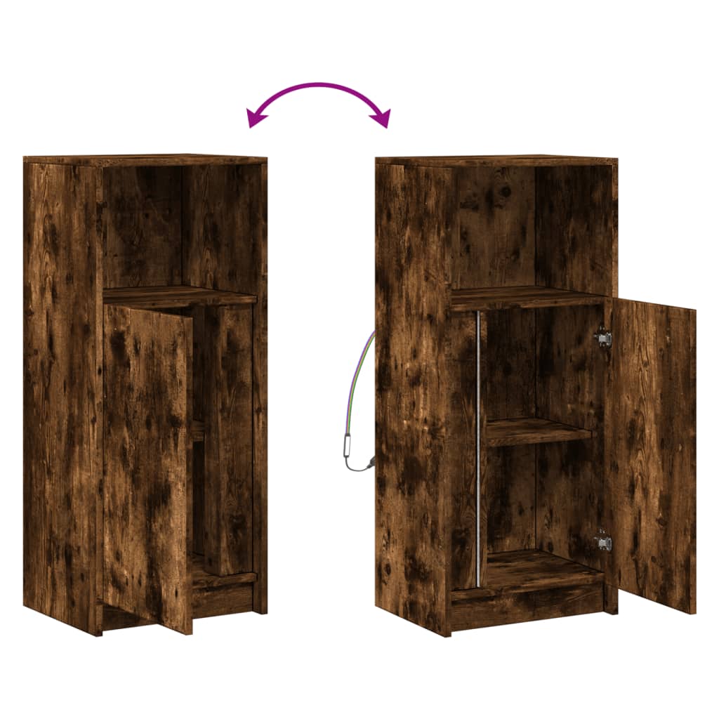 Sideboard with LED Smoked Oak 42.5x34x100 cm Engineered Wood