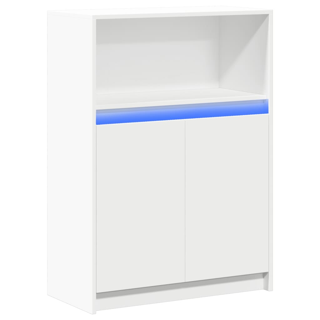 Sideboard with LED White 72x34x100 cm Engineered Wood