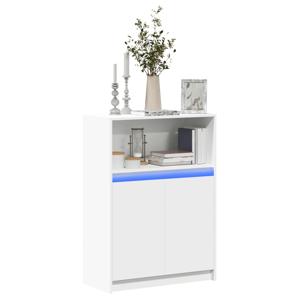 Sideboard with LED White 72x34x100 cm Engineered Wood