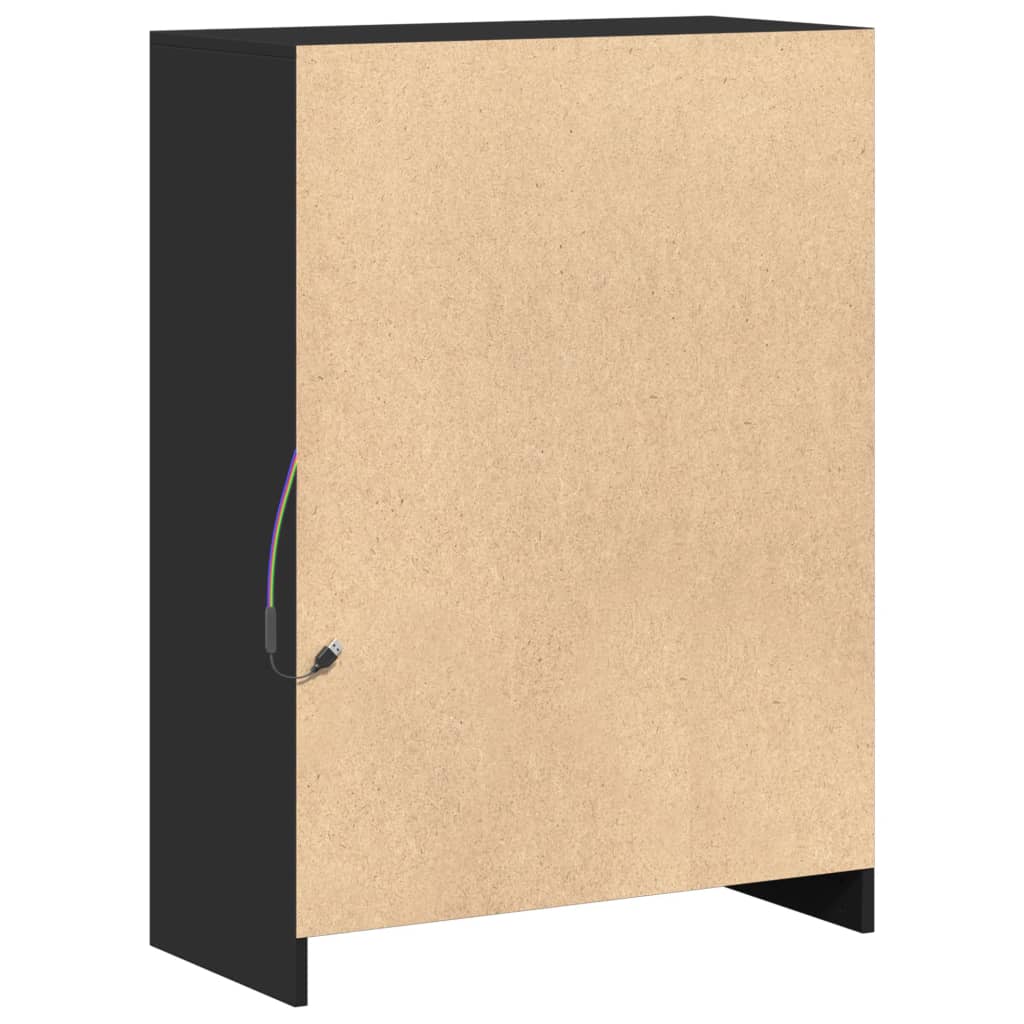 Sideboard with LED Black 72x34x100 cm Engineered Wood